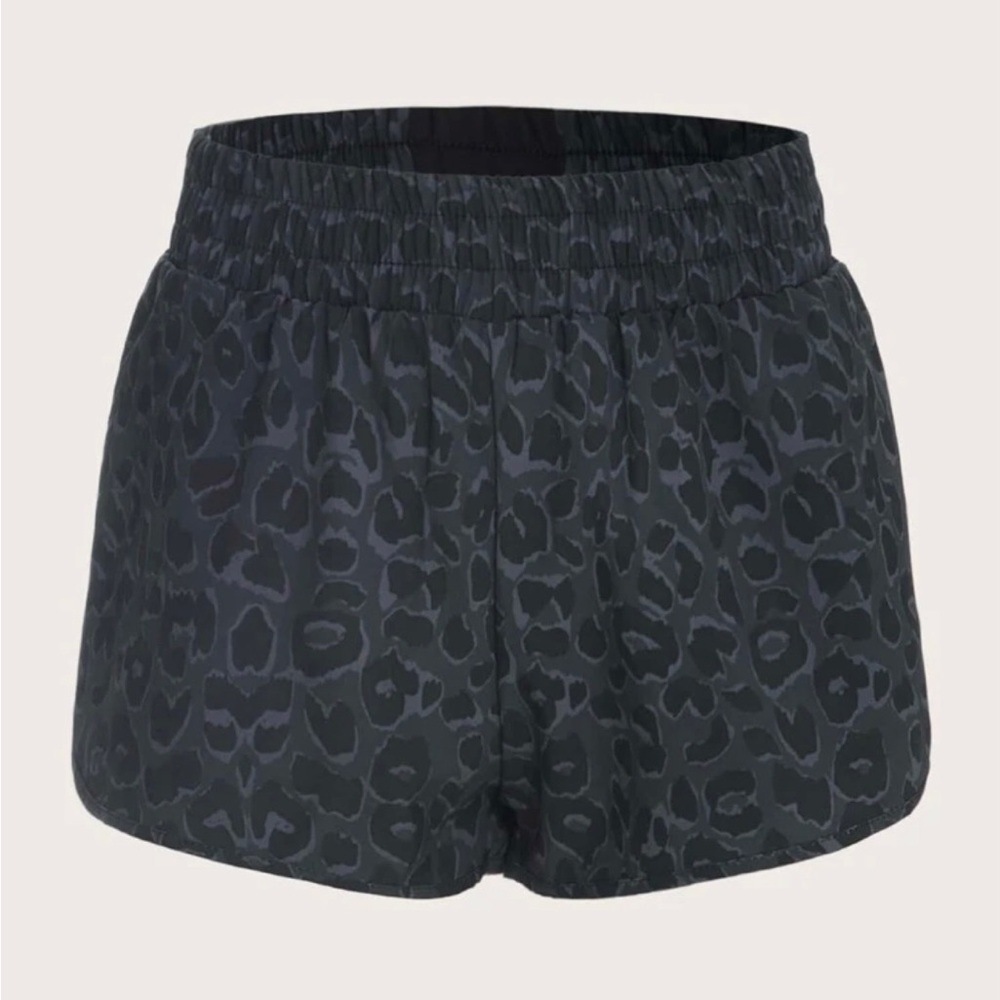 NWOT, Never Worn.Breathable Leopard Sports Shorts with inside Spandex Attachment